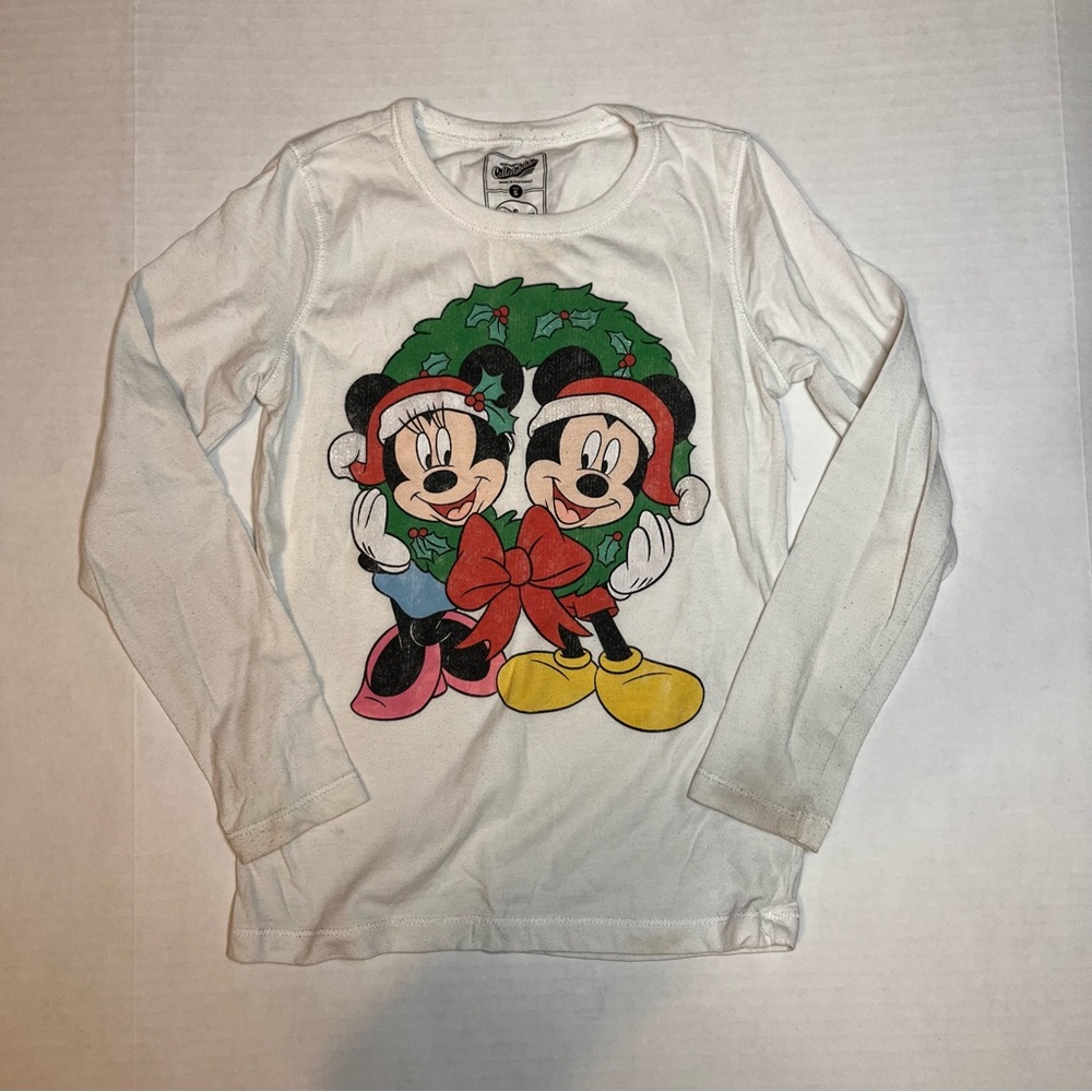 Old Navy Collectibles Kids Mickey and Minnie Mouse Christmas Shirt Size Small